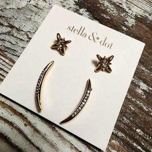 STELLA AND DOT Moon & Stars Studs NEW